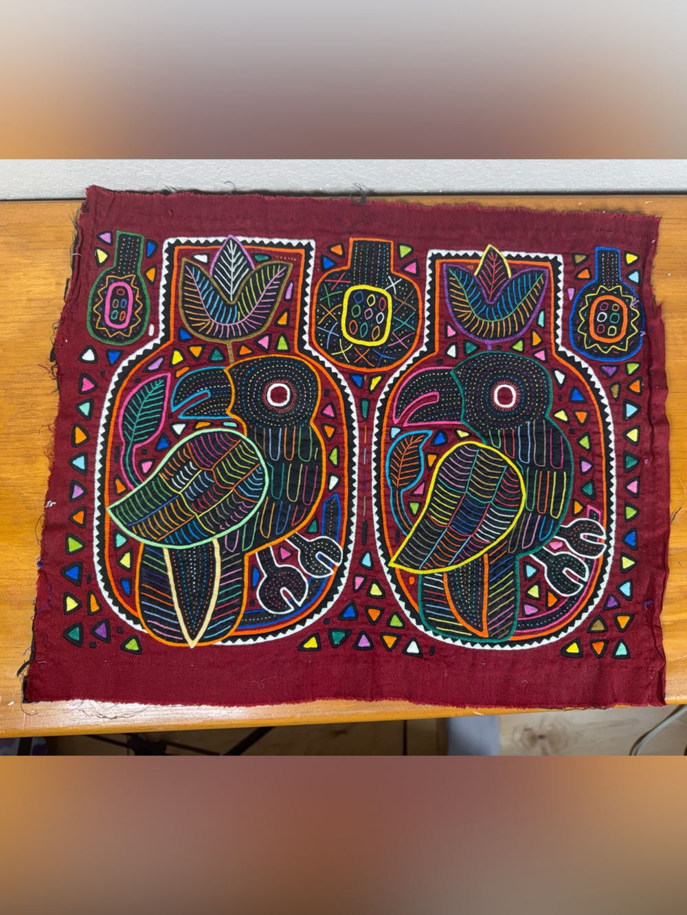 Mola Maroon Bird Textile